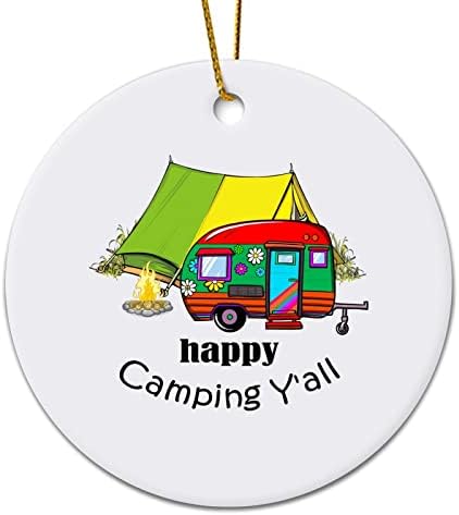 Aquarela de 3 polegadas Ornamentos de Natal acampando acampando felizes todos os enfeites de natal para crianças meninos garotos
