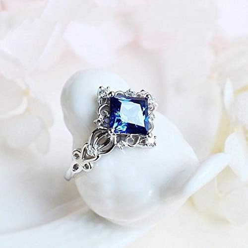 2023 novo anel azul anel Saphire Shape Ringdiamond Squar Ring Ring Diamond Diamond Diamond Gemstone Big Ring Ring