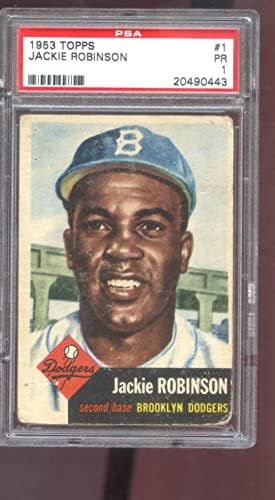 1953 TOPPS 1 Jackie Robinson PSA 1 Cartão de beisebol graduado MLB Brooklyn Dodgers - Cartões de beisebol com lajes