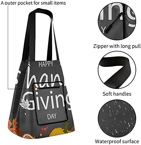 Ação de Graças outono outono Bolsa de ombro dobrável Bolsa de supermercado reutilizável bolsa de bolsa para praia para praia,