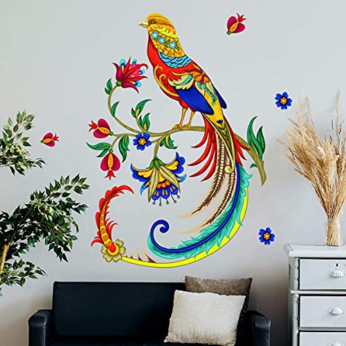 Amaonm removível 3D DIY colofrful Flying Birds nos galhos das árvores Decalques de parede Decalques Flor Floral Sticker e decoração