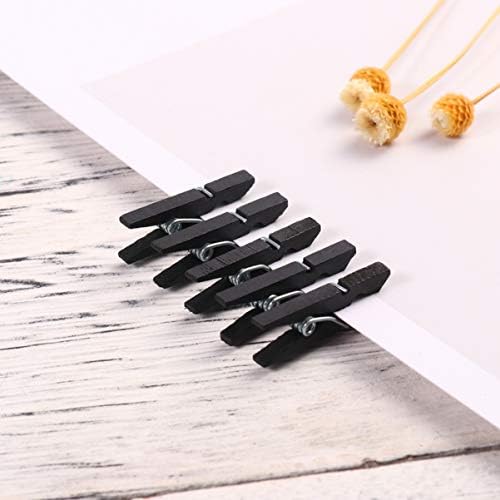 Decoração de destaque preto do doool 100pcs mini prendedores de roupas de madeira naturais, pequenos clipes de enxerto