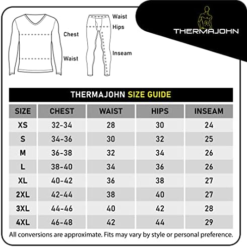 Thermajohn Long Johns Thermal Rouphe para Men v lã de lã de pescoço camada baseada em clima frio