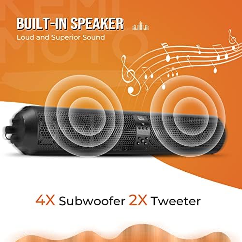 Kemimoto Utv SoundBar SXS Barra de som X3 Alto-alto-28 polegadas de largura, Ipx5 à prova d'água, compatível com Bluetooth,