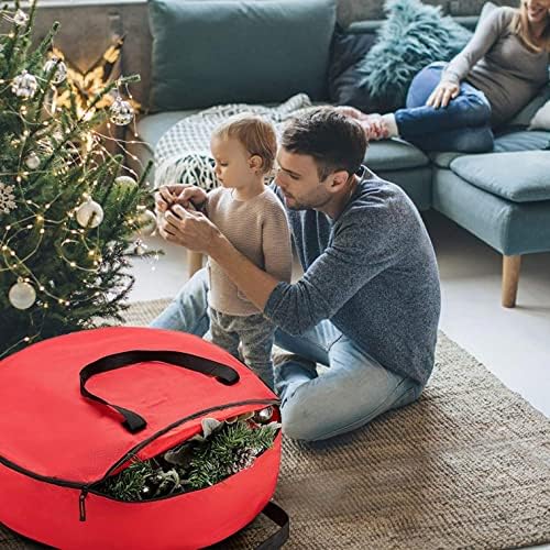 Caixas de coroa de cokino para armazenamento- grinaldas artificiais, alças duráveis, zíper duplo, contêiner de armazenamento resistente a chapas de férias de Natal 210 Oxford Fabric Christmas Wreath Wreath Wreath Storage Caixa de armazenamento