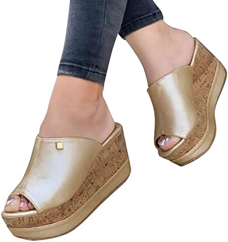 Sandálias de plataforma feminino impressão de salto grossa/fivela pura fivela de fivela de verão sandálias Sandals Walking