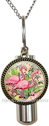 HandcraftDecorações urnk cremação flamingo colar jóia de pássaros tropicais Arte da natureza, urna de pássaro cremação de pássaro urna