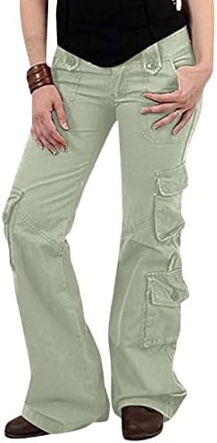 Smidow Womens caminhando com calças de carga casual do Exército Militar Pants da cintura larga pernas largas Hippie Punk Troushers