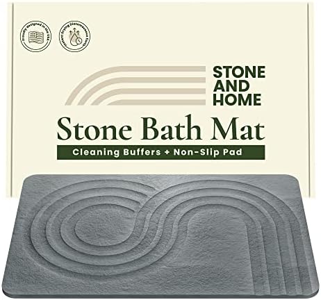 Pedra e casa de banho de pedra - tapete de banho de diatomáceas, tapete de banho de pedra para o piso do chuveiro do banheiro,