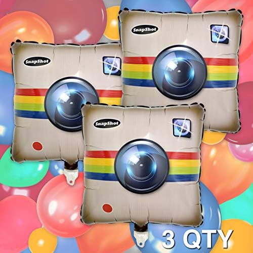 Havercamp Social Media Party Balloons; Balões quadrados mylar de 18 com logotipo instantâneo. Coleção de festas de mídia social