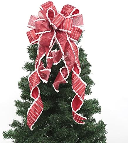 Arreço do capota de árvore de Natal Perzoe, brilho de fita de glitter arco grande arcos de fita de Natal Ornamentos de Natal