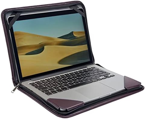 Broonel Purple Leather Laptop Messenger Case - Compatível com Lenovo IdeaPad C340 11.6