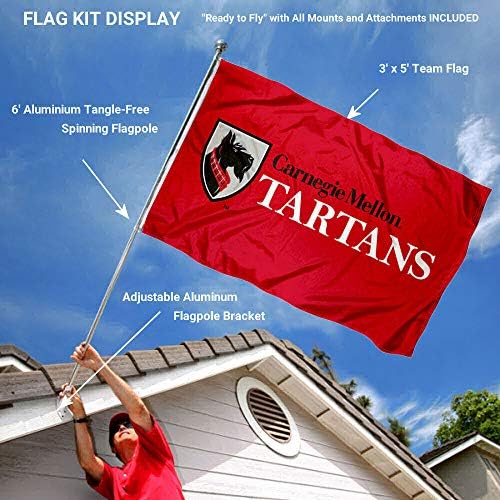 Carnegie Mellon Tartans Flag e pacote de suporte de suporte de poste