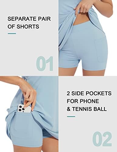 Vestidos de tênis para mulheres, vestido de treino sem tênis sem costas com shorts embutidos e sutiã para vestido de golfe