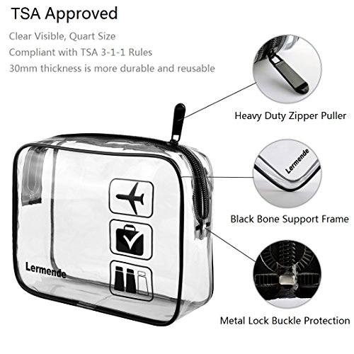 Lermende 3PCS TSA Saco de higiene pessoal aprovado e conjunto de unhas profissionais Conjunto