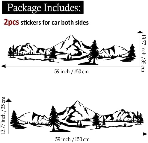 Adesivos de caminhão e decalques de caminhão Fochutech, adesivos laterais de carros de montanhas grandes para picapes de caminhão SUV, florestas gráficos de árvores adesivos de vinil para porta corporal do carro nos dois lados, adesivos de decalques de carro frios para homens