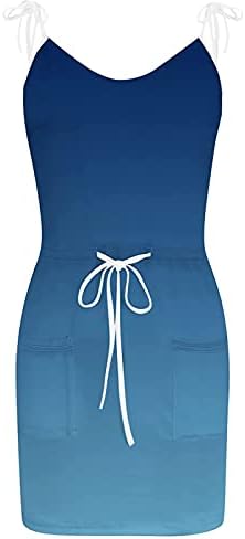 Mrgiinri feminino 2023 Vestido listrado de verão Casual V Spaghetti Strap Mini vestidos elásticos cinto de cintura