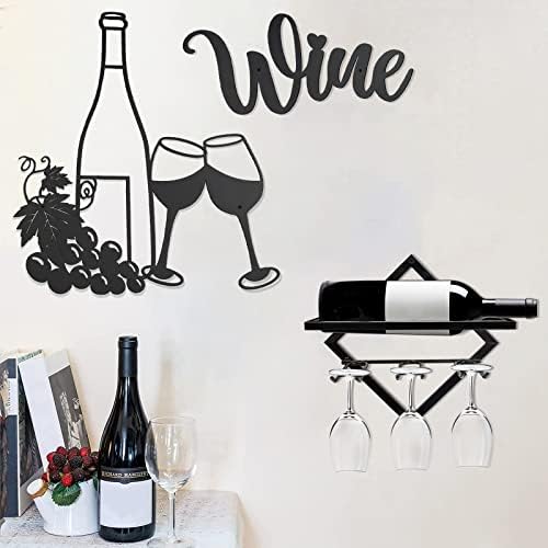 Auhoky Kitchen Wine tem tema de decoração de parede, placas de vinho de metal preto