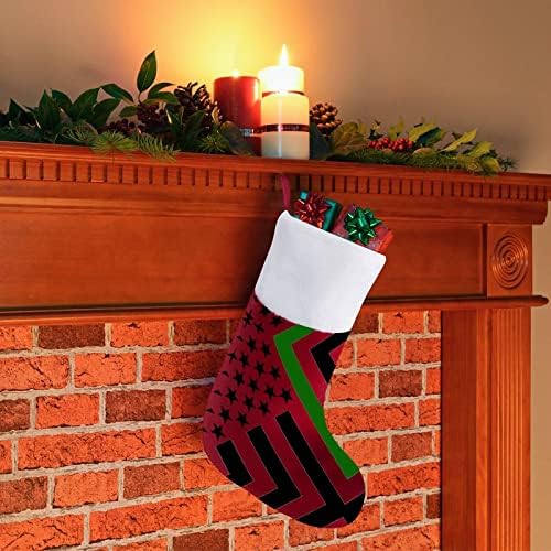 Linha fina verde Flag de linha de atacante de Natal Socks de meia para lareira da árvore da árvore de Natal decoração de casa de férias