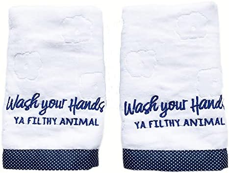 Toalhas de mão de luxo Conjunto de 2 algodão super macio 100 % com bordados decorativos engraçados toalhas de mão para banheiro