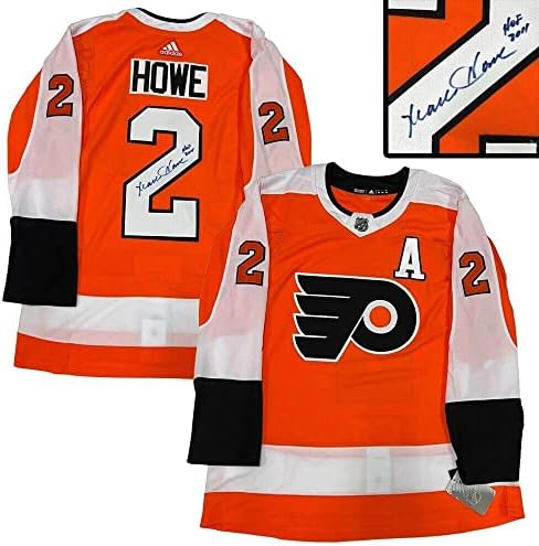 Mark Howe assinou a Philadelphia Flyers Orange Adidas Pro Jersey Hof 2011 - Jerseys autografadas da NHL