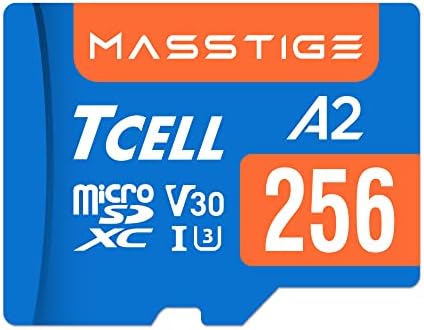 TCELL MASSSTIGE 256 GB Micro SD Card A2 Ush-i U3 V30 Leia 170MB/S Escreva 125MB/S microSDXC Full HD & 4K UHD Memória SD Card para câmera/telefone/galaxy/drone/Dash