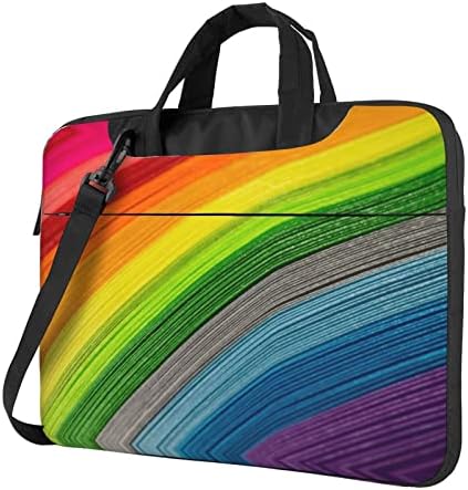 Rainbow Color Stripe Saco de laptop de ombro portátil/bolsa de computador com alça superior
