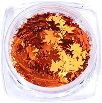 NPKGVia Nails Decoração de arte Fall Gradiente brilhante Maple Leaf Trend Trend unha lantejouno diy naisl art