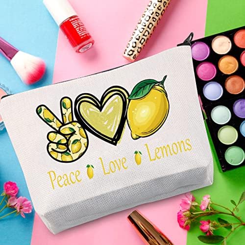 Wzmpa engraçado limão limão maquiagem saco de maquiagem de limão amante presente paz amor limões maquiagem zíper bolsa saco de frutas amante de frutas presente