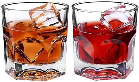 Copos escocês, vidro de uísque, conjunto de 2 copos de bourbon, rochas pesadas de vidro de vidro de luxo com copos