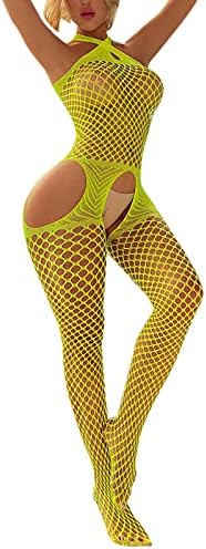 Lingerie do corpo da fishnet Bodysuit Bodysuit para mulheres de um tamanho Anexado meias de malha sexy meias de corpo inteiro