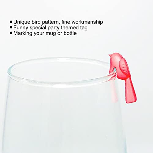 Kaufpart Adicione diversão às suas bebidas com 4 conjuntos de rótulos de xícara de vinho em forma de pássaro reutilizados