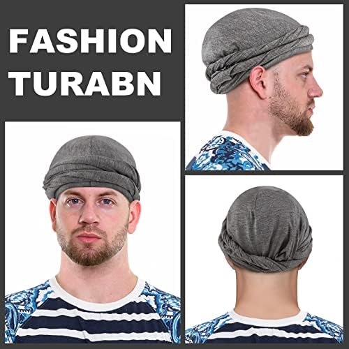 2pcs turbantes turbante de halo para homens, cabeça de upgrade acetin durag com turbante de camiseta halo