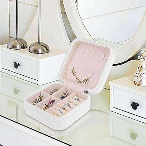 Caixa de jóias, caixa de viagem por portátil pequena, caixa de armazenamento de exibição de organizador para anéis,