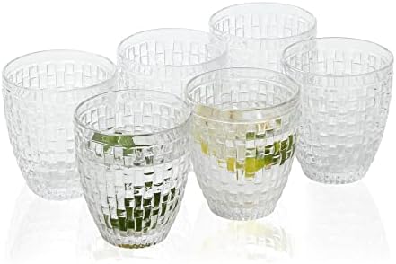 Omita Óculos de água potável Conjunto de 6 cristais claros de 9,5 oz copos de copos de copos vintage para festas de uísque