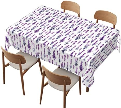 Toalha de mesa de lavanda Lirduipu, 60x120 polegadas, toalhas de mesa de impressão resistentes a manchas à prova d'água, para reuniões de cozinha familiar para jantar de jantar decoração de recuo de mesa para mesas de 8 pés