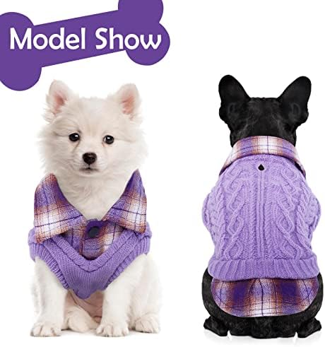 Suéter de pulôver de cachorro ikipuko, suéter de cachorro com coleira hole cão de cachorro malha de malha macia sweater de gato