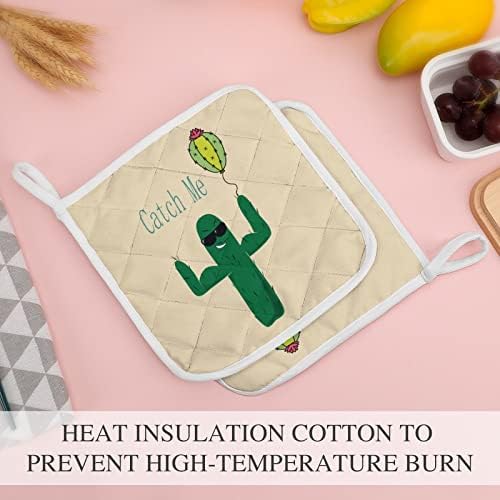 Cactus Balloon Pot Setors 8x8 PADs quentes resistentes ao calor Proteção de desktop para cozinhar Conjunto de 2 peças