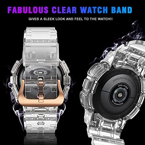 HEPUP SPRAPS+CASO PARA SAMSUNG Galaxy Watch Attivo 2 40mm Cover completo TPU Combinação de pára -choque de pulseira de faixa de vigilância inteligente transparente