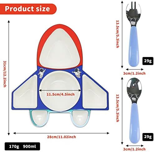 Placas e tigelas do Ausplane de avião augpensas incluem placas e utensílios para crianças pequenas, placas de bebê com lados profundos