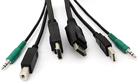 Cabo de vídeo/USB/Audio - USB, Mini Jack estéreo, DisplayPort para estéreo mini jack, USB tipo B, DisplayPort - 6 pés