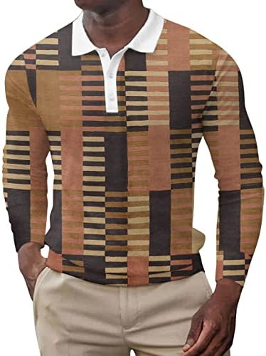 XXBR MEN CHAMISTAS POLO MANAGEM LONGO DE MANAGEM LONGO BOTÃO HENLEY CAMISA RETRO BOHO Plaid Athletic Fashion Tops de