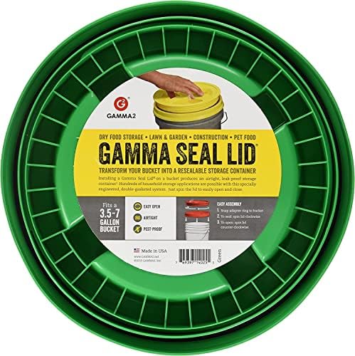 Tampa da vedação Gamma2 Gamma - tampas de recipiente de armazenamento de alimentos para animais de estimação - se encaixa em baldes de 3,5, 5, 6 e 7 galões, verde