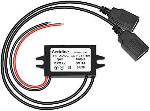 Acridina dc 12V 24V a 5V 3A Dual Femily Female DC Buck Charging Module Adaptador de energia reduzido