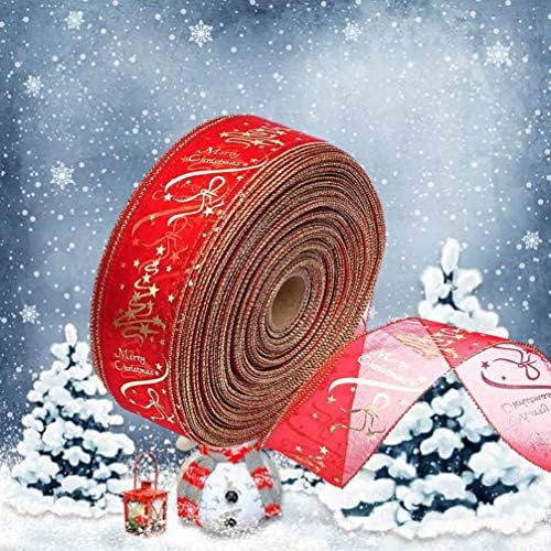 Nuobesty Red Mesh Ribbon Feliz Natal Glitter Ribbon Galze Craft Ribbons Gift embrulhando fita de seda para artesanato DIY