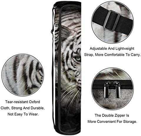 Bolsa de tapete de ioga, tigre branco Tiger Yoga Mat Transiter Full-Zip Yoga Mat de transporte de tapete com alça