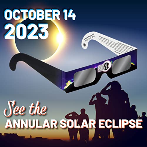 Rainbow Symphony Solar Eclipse Glasses, CE & ISO Certified, seguro para visualização direta do sol, feita nos EUA, 5 pacote