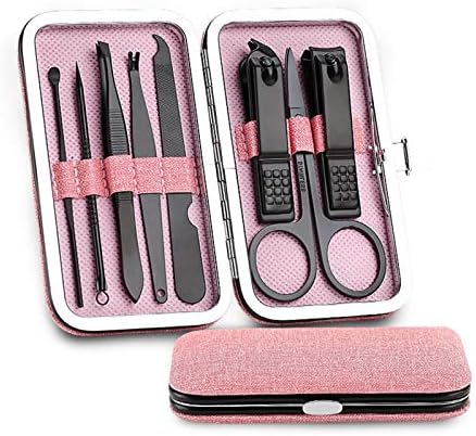 Houcy 8pcs Aço inoxidável Clippers de unhas Conjunto de tesouras profissionais Terde