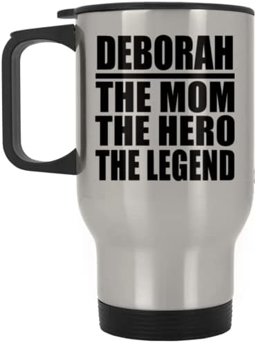 Designsify Deborah, a mãe, o herói The Legend, Silver Travel canecte 14oz de aço inoxidável Tumbler, presentes para aniversário
