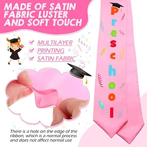 2 peças Graduação de jardim de infância pré -escolar roubou uma faixa de formatura para crianças rosa para favores de formatura,